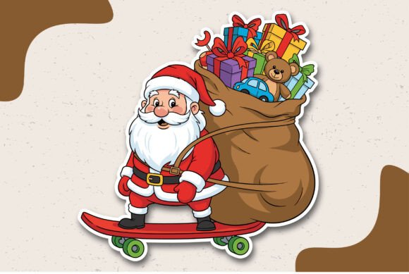 Download Christmas Santa with Gift Bag SVG - Gift bag svg Collection