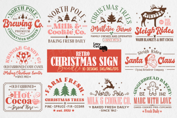 Download Retro Christmas Sign SVG Design Bundle - Svg design Collection